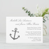 Nautical Boat Anchor Wedding Invitation (grijs) Kaart (Staand voorkant)
