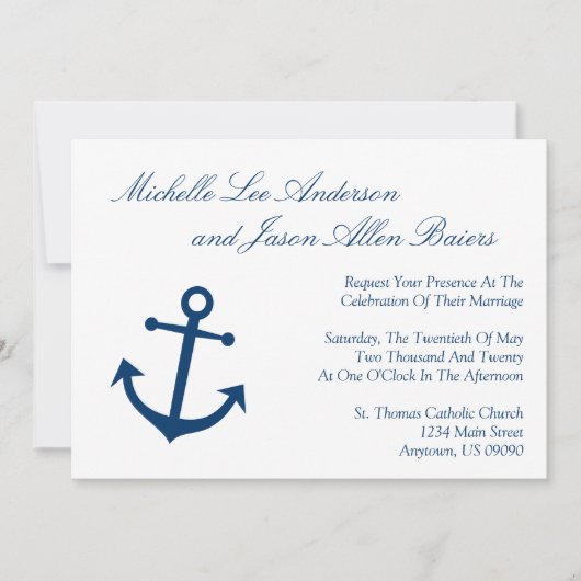 Nautical Boat Anchor Wedding Invitations (marine) Kaart (Voorkant)