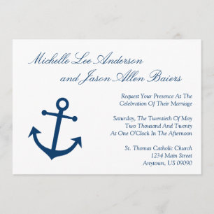 Nautical Boat Anchor Wedding Invitations (marine) Kaart