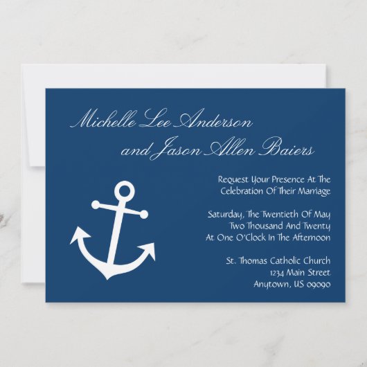 Nautical Boat Anchor Wedding Invitations (marine) Kaart (Voorkant)