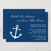 Nautical Boat Anchor Wedding Invitations (marine) Kaart (Voorkant / Achterkant)
