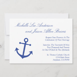 Nautical Boat Anchor Wedding Invitations (marine) Kaart