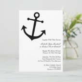 Nautical Boat Anchor Wedding Invitations (zwart) Kaart (Staand voorkant)