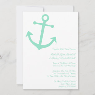 Nautical Boat Anchor Wedding Invites (Bleek groen) Kaart