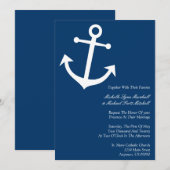 Nautical Boat Anchor Wedding Invites (Donkerblauw) Kaart (Voorkant / Achterkant)