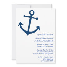 Nautical Boat Anchor Wedding Invites (Donkerblauw)