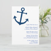 Nautical Boat Anchor Wedding Invites (Donkerblauw) Kaart (Staand voorkant)