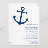Nautical Boat Anchor Wedding Invites (Donkerblauw) Kaart (Voorkant / Achterkant)