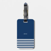 Nautical Boat Anker Navy Blue Gestreept Bagagelabel (Achterkant verticaal)