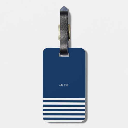 Nautical Boat Anker Navy Blue Gestreept Bagagelabel (Achterkant verticaal)