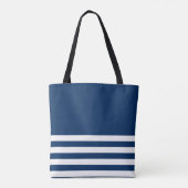Nautical Boat Anker Navy Blue Gestreept Tote Bag (Achterkant)