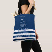 Nautical Boat Anker Navy Blue Gestreept Tote Bag (Dichtbij)
