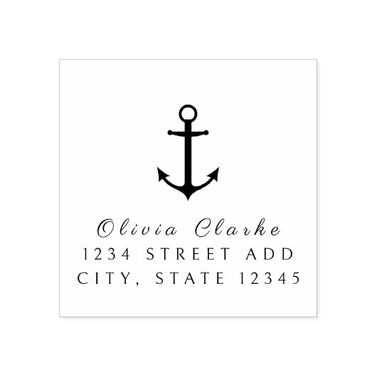 Nautical Boat Anker Stijlvol Script Rubberstempel (Afrduk)