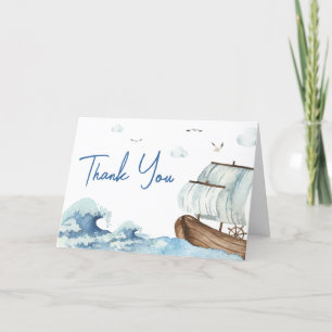 Nautical Boat Baby shower Bedankkaart