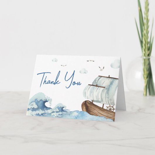 Nautical Boat Baby shower Bedankkaart (Voorkant)