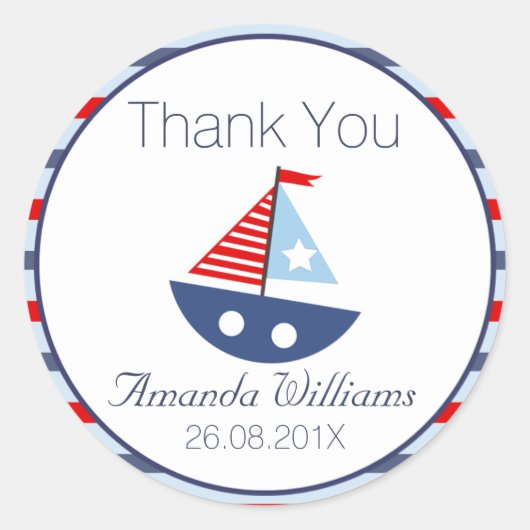 Nautical Boat Baby shower Favor Sticker (Voorkant)