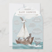 Nautical Boat Baby shower Kaart (Voorkant)