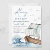 Nautical Boat Baby shower Kaart (Voorkant)