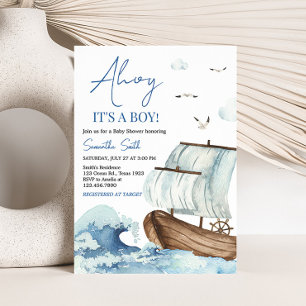 Nautical Boat Baby shower Kaart