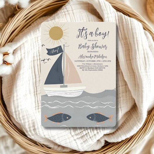 Nautical Boat Baby shower Kaart