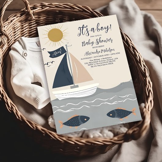 Nautical Boat Baby shower Kaart