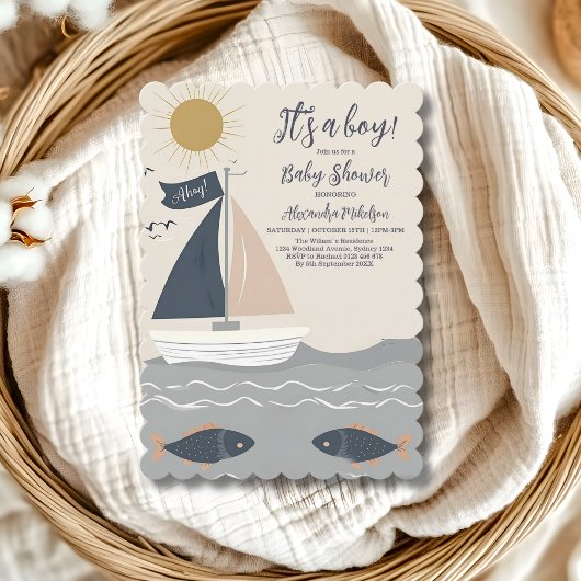 Nautical Boat Baby shower Kaart