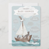 Nautical Boat Baby shower Kaart (Voorkant)