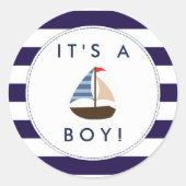 Nautical Boat Baby shower Stickers - Het is een jo (Voorkant)
