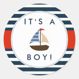 Nautical Boat Baby shower Stickers - Het is een jo