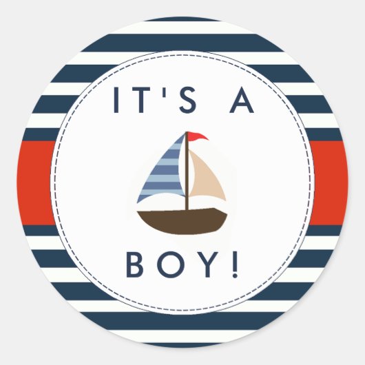 Nautical Boat Baby shower Stickers - Het is een jo (Voorkant)