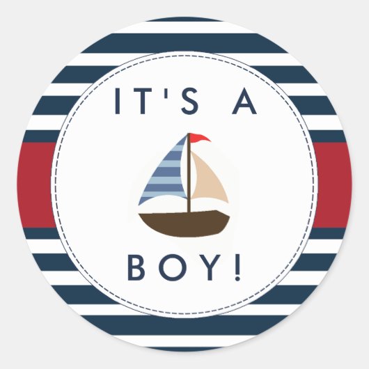 Nautical Boat Baby shower Stickers - Het is een jo (Voorkant)