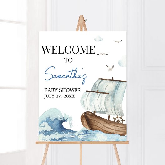 Nautical Boat Baby shower Welkom Poster