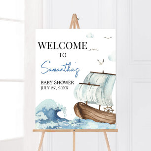 Nautical Boat Baby shower Welkom Poster