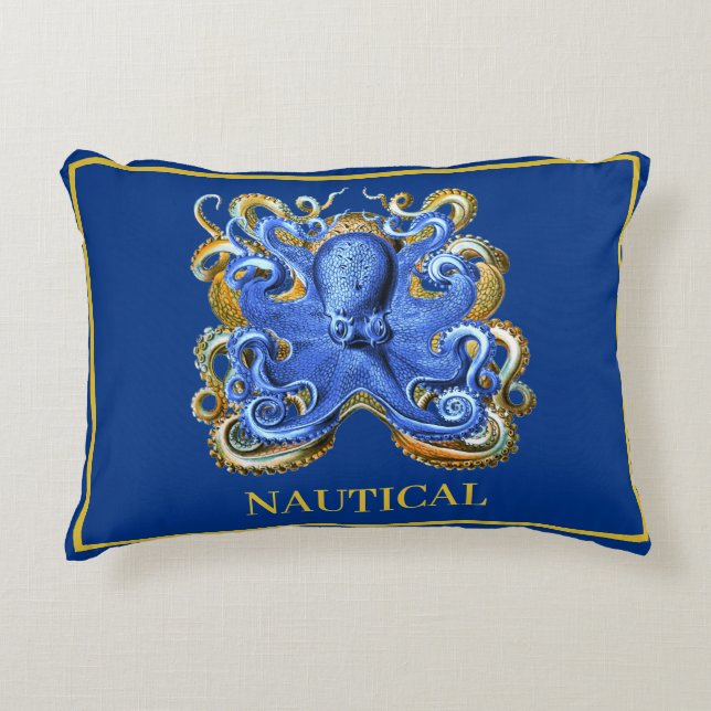 Nautical Boat Beach House Octopus Personal Marine Accent Kussen (Voorkant)
