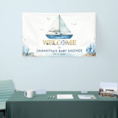 Nautical Boat Boy Baby shower Welkom Achtergrond Spandoek (Beurs)