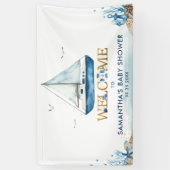 Nautical Boat Boy Baby shower Welkom Achtergrond Spandoek (Verticaal)