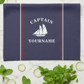 Nautical Boat Captain Personalized Kitchen Towels Theedoek (Gevouwen)