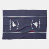 Nautical Boat Captain Personalized Kitchen Towels Theedoek (Horizontaal)
