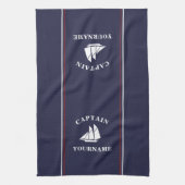 Nautical Boat Captain Personalized Kitchen Towels Theedoek (Verticaal)