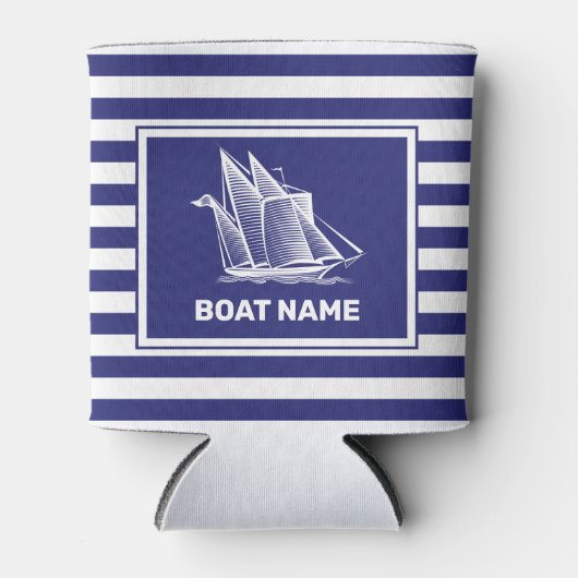 Nautical Boat Design Navy Blue Striped koeler (Voorkant)