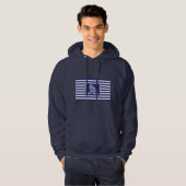 Nautical Boat Design Navy Blue Striped Navy Hoodie (Voorkant volledig)