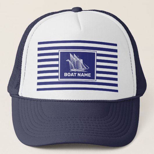 Nautical Boat Design Navy Blue Striped Navy Pet (Voorkant)