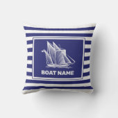 Nautical Boat Design Navy Blue Striped Pillow Kussen (Achterkant)
