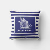 Nautical Boat Design Navy Blue Striped Pillow Kussen (Voorkant)