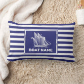Nautical Boat Design Navy Blue Striped Throw Pillo Kussen (Deken)