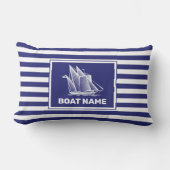 Nautical Boat Design Navy Blue Striped Throw Pillo Kussen (Voorkant)