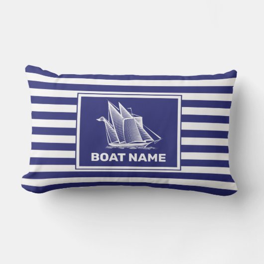 Nautical Boat Design Navy Blue Striped Throw Pillo Kussen (Voorkant)