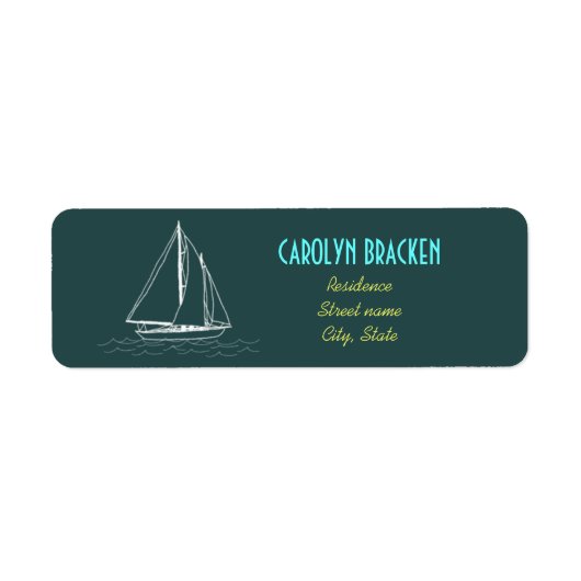Nautical Boat Geel Blauw Retouradres Labels (Voorkant)