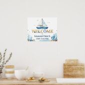 Nautical Boat Hampton Baby shower WelkomstPoster Poster (Keuken)