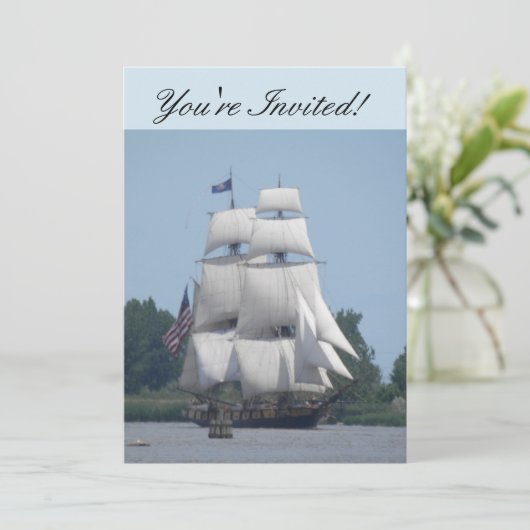 Nautical Boat Invitation Card Kaart (Staand voorkant)